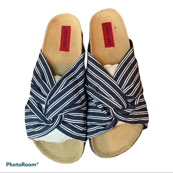 Asos Rebel London navy stripe flat sandal - Picture 4 of 9